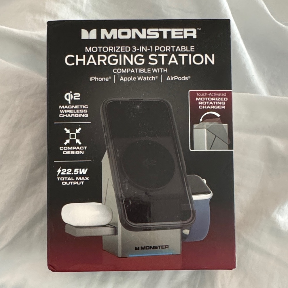 Monster Motorized 3-in-1 Portable Charging Station iPhone Apple Watch AirPods